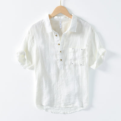 Camisa Manga Corta Hombre Algodón y Lino - Verano Fresco y Cómodo - Image 4