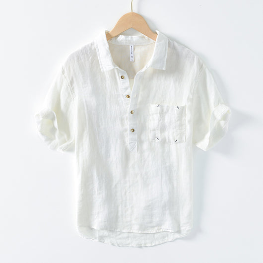 Camisa Manga Corta Hombre Algodón y Lino - Verano Fresco y Cómodo - Image 4