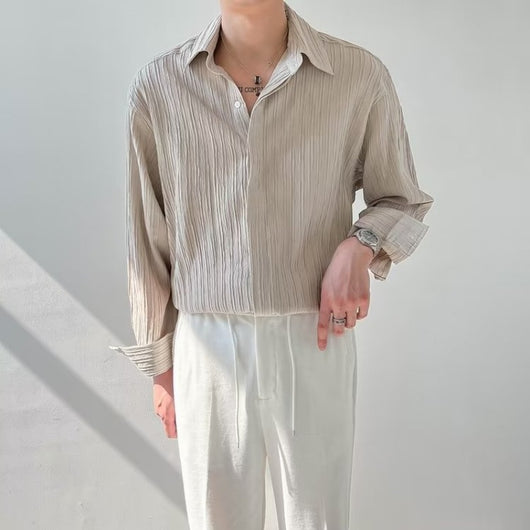 Camisa Suelta de Manga Larga para Hombre - Estilo Moderno - Image 5