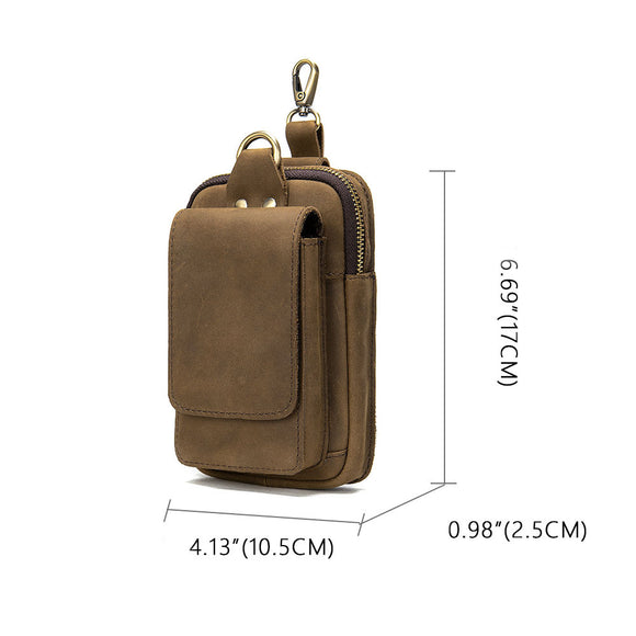 Bolsa de Cintura Multifuncional de Cuero para Hombre