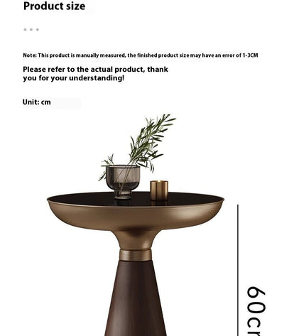 Mesa Auxiliar Redonda de Cristal Templado con Base de Madera Maciza - Diseño Moderno Lujo - Image 15
