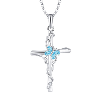 Collar de Cruz en Plata de Ley 925 para Mujer con Circonitas - Image 3