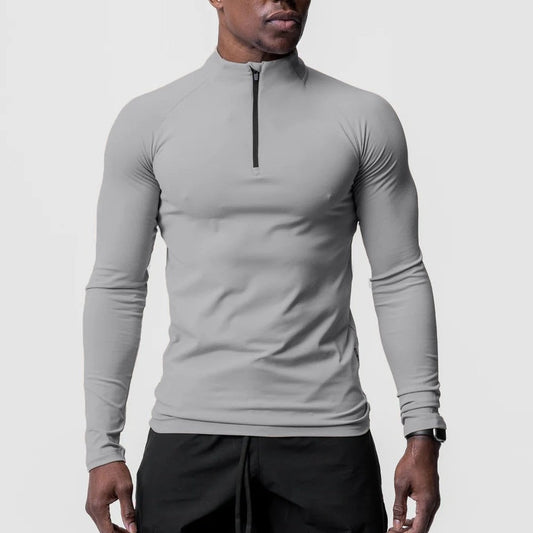 Playera Deportiva de Cuello Alto con Cierre Medio para Entrenamiento