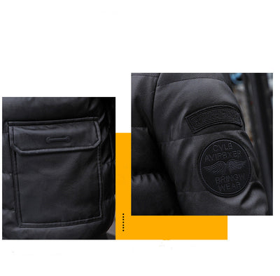 Chaqueta de Cuero Coreana para Hombre - Abrigo de Invierno Elegante y Cálido - Image 11