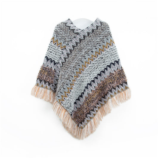 Poncho Navideño Étnico Rojo para Mujer - Image 7