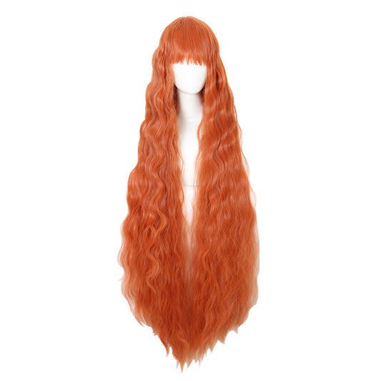 Peluca Cosplay Naranja 120cm Estilo Maíz Ondulado