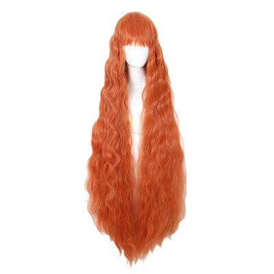Peluca Cosplay Naranja 120cm Estilo Maíz Ondulado