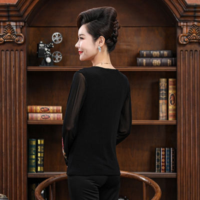 Blusa Bordada Clásica para Mamá - Manga Larga Estilo Occidental Primavera - Image 8