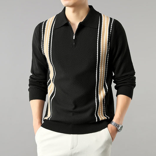Suéter de Punto Colorblock con Cuello y Cierre Medio Cremallera para Hombre - Image 31