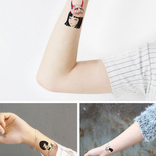 Tatuajes Temporales Impermeables Estilo Ukiyo-e Japonés - Pegatinas Desechables