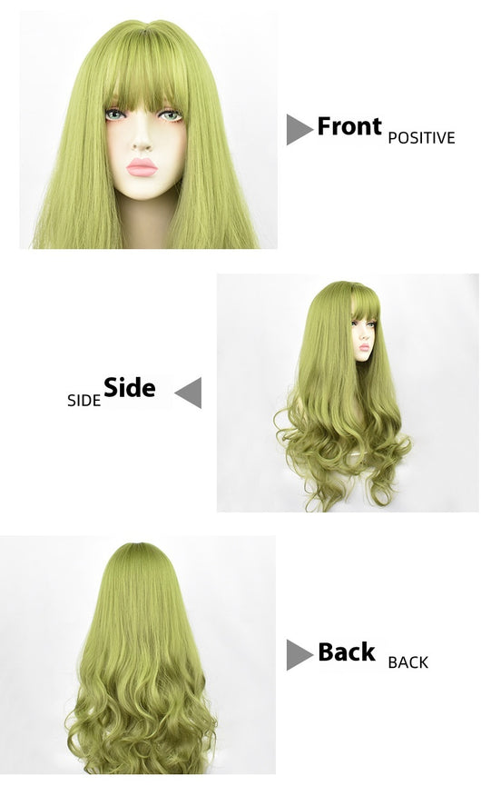 Peluca Ondas Grandes Verde Menta con Flequillo Aéreo - Elegancia Moderna - Image 10