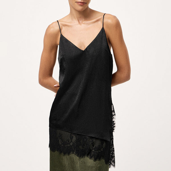 Blusa Camisola Escotada con Encaje y Parches Combinados - Image 6