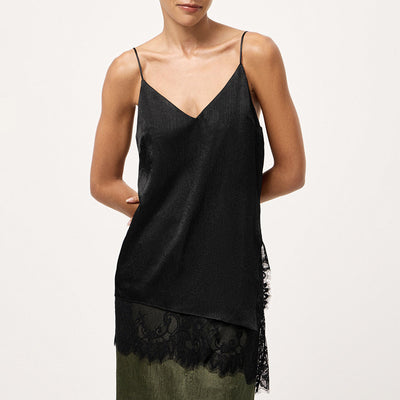 Blusa Camisola Escotada con Encaje y Parches Combinados - Image 6