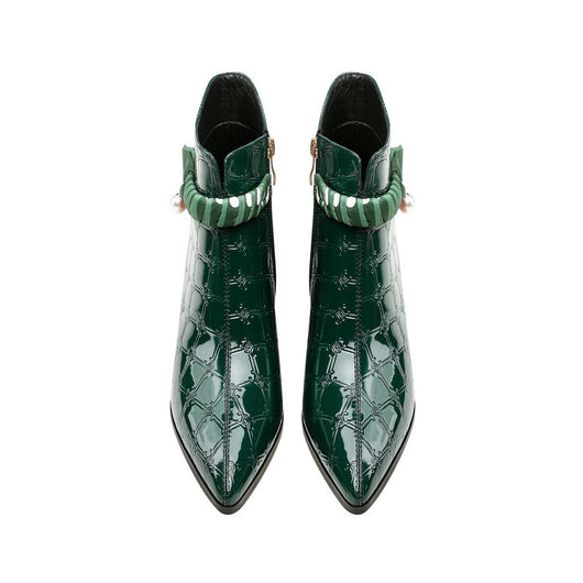 Botas de Cuero Charol con Tacón Robusto y Punta Afilada - Image 4