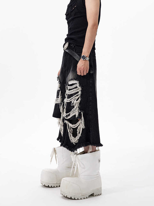Pantalón Cropped Roto con Parches Estilo Vintage - Image 5