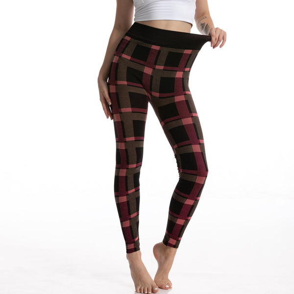 Leggings Jacquard de Cuadros Diosa de Cintura Alta para Mujer