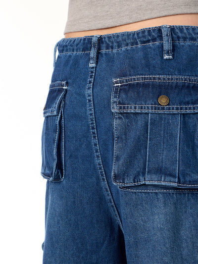 Pantalones Cargo Retro Mujer Cintura Alta Bolsillos Múltiples Corte Recto - Image 22