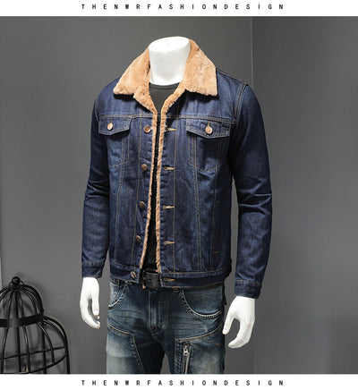 Chaqueta Denim Forrada Gruesa Estilo Japonés para Hombre - Image 9