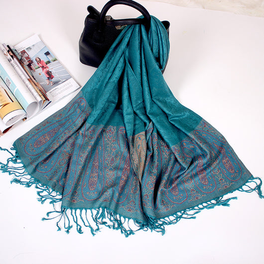 Foulard Étnico de Cachemira Dual-uso con Jacquard y Borlas - Image 17