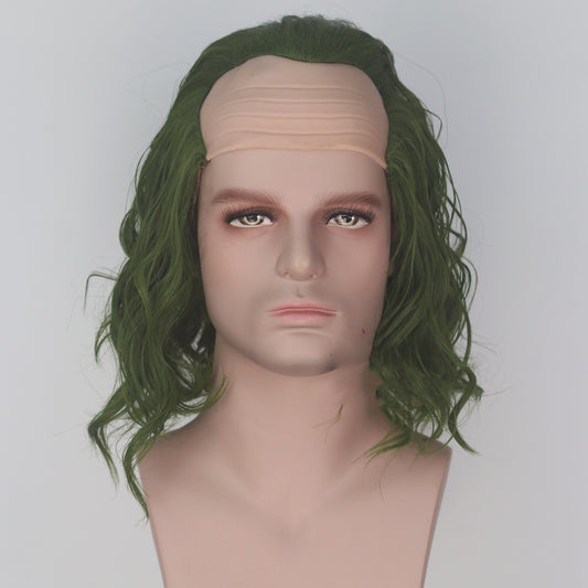 Peluca de Cabello Rizado Corto Estilo Anime Verde Simulado - Image 2