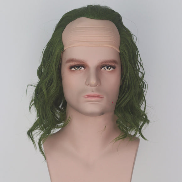 Peluca de Cabello Rizado Corto Estilo Anime Verde Simulado