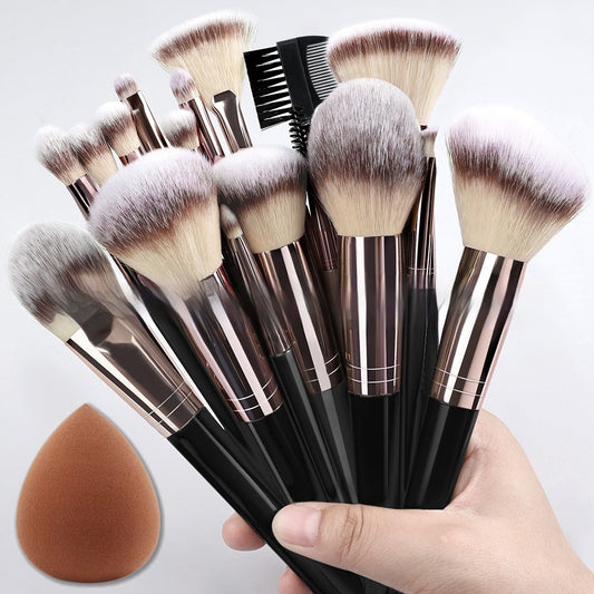 Set Profesional de Brochas de Maquillaje - Base, Sombras e Iluminador
