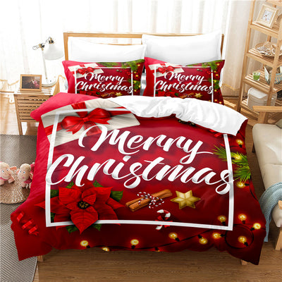 Juego de Cama Navideño Textil Hogar Impresión 3D Tres Piezas