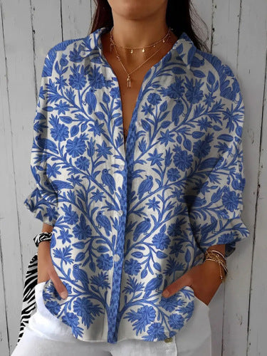 Blusa Casual Larga con Estampado Floral para Mujer - Image 6