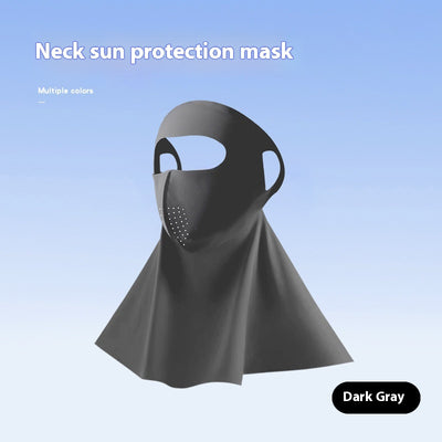 Light pink ice silk sun protection mask with ear loops and neck coverage, featuring small ventilation holes. - Image 50