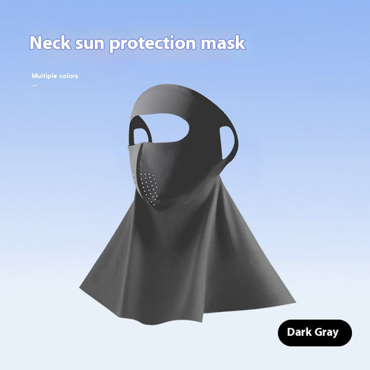 Light pink ice silk sun protection mask with ear loops and neck coverage, featuring small ventilation holes. - Image 50