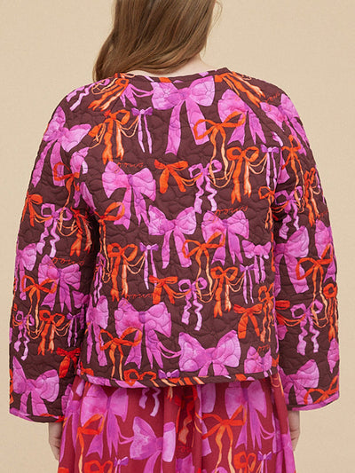 Chaqueta con Lazo Estampado, Cuello Redondo y Cordones Reversible - Image 10
