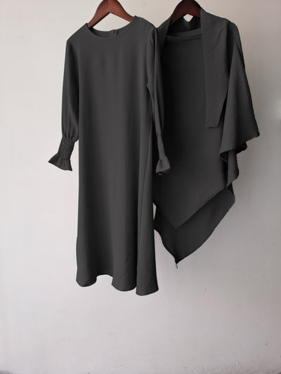Vestido Liso con Cuello Redondo y Volantes Ondulados - Image 7