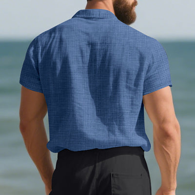 Camisa Suelta de Solapa Lisa para Hombre - Estilo Casual Festivo - Image 40
