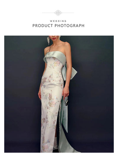 Vestido Cheongsam Escote Tubo Estilo Chino para Novia - Image 16