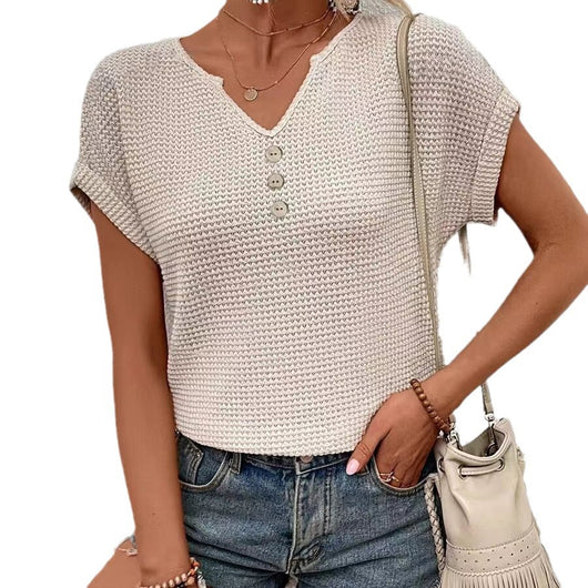 Top Corto de Algodón Waffle con Cuello Abierto y Detalles Calados - Image 6