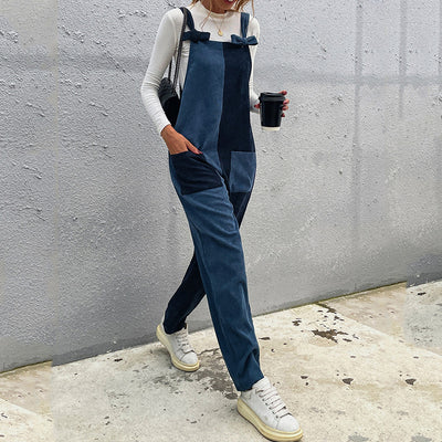 Jumpsuit Casual para Damas con Costuras Bicolores y Tirantes Simétricos - Image 10