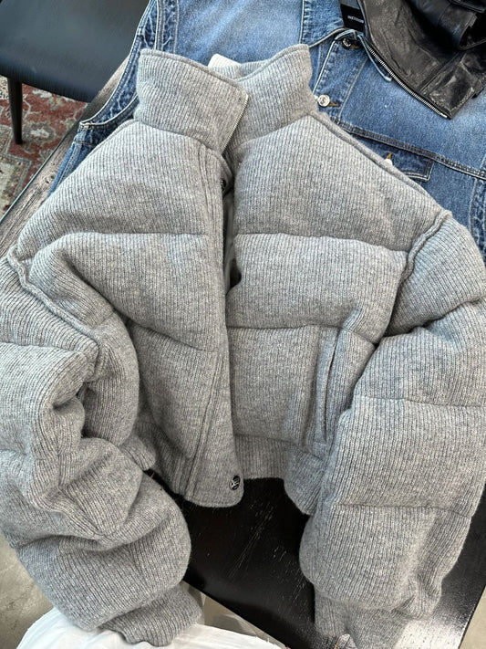Suéter Cálido Gris Versátil Estilo Coreano Algodón para Mujer - Image 2