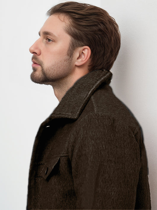 Abrigo de Lana para Hombre Elegante Botón Simple Diseño Liso - Image 21