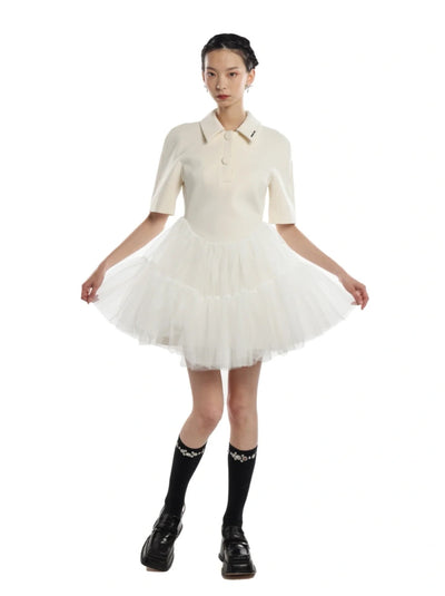 Vestido de Malla Ballet con Cintura Alta y Efecto Voluminoso - Image 9