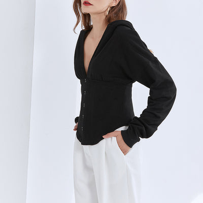 Sudadera Negra con Capucha para Mujer - Estilo Casual Versátil - Image 11