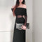 Vestido Largo de Invierno Elegante con Hombros Descubiertos y Pliegues