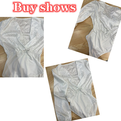 Bodysuit Manga Larga Jacquard sin Cuello Ajustado para Mujer - Image 8