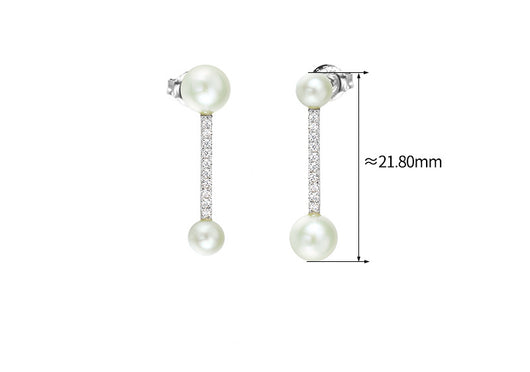 Aretes de Plata Esterlina con Perla y Diseño Geométrico Minimalista - Image 8