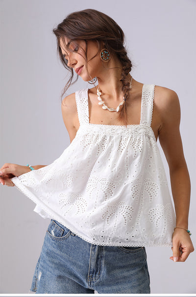 Blusa Camisola de Encaje Bordado Estilo Francés Suelta - Image 20