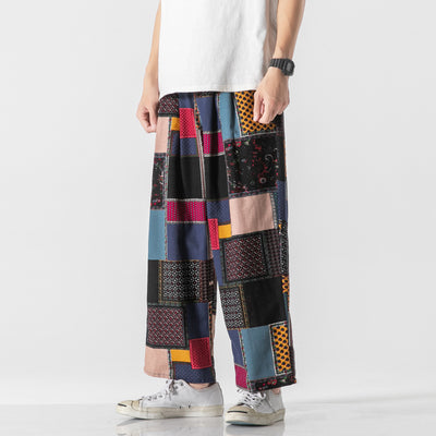 Pantalones Étnicos de Algodón Retorcido para Hombre - Corte Recto Holgado Talla Grande - Image 9