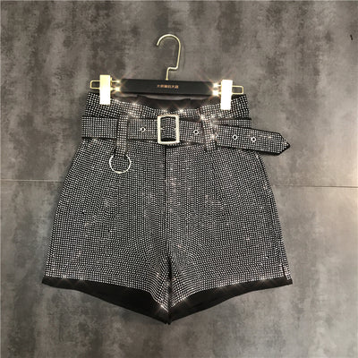 Cinturón de Moda Primavera con Cristales Brillantes - Shorts Versátil de Efecto Piel - Image 14