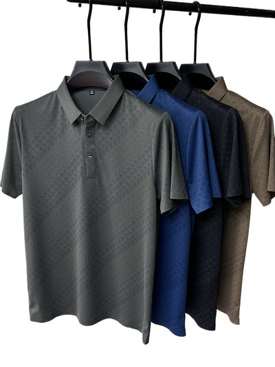 Polo Elegante de Seda de Hielo Manga Corta para Hombre - Diseño Cuadros Verano - Image 7