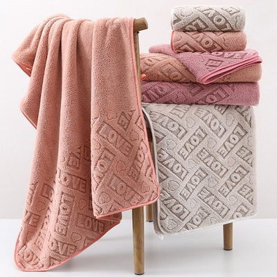 Juego de Toallas de Baño Jacquard Coral Fleece - Súper Absorbentes y Ultra Suaves - Image 9