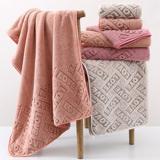 Juego de Toallas de Baño Jacquard Coral Fleece - Súper Absorbentes y Ultra Suaves - Image 9
