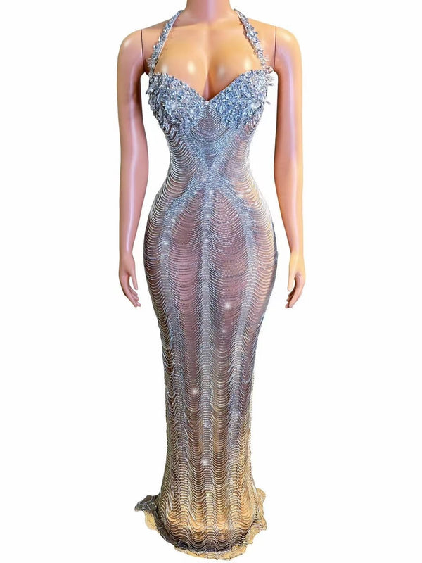 Vestido Ajustado sin Mangas con Tirantes Finos y Cadena Decorativa